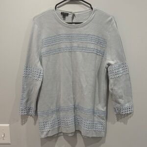 Talbots Light Blue Sweater with Lace Accents
